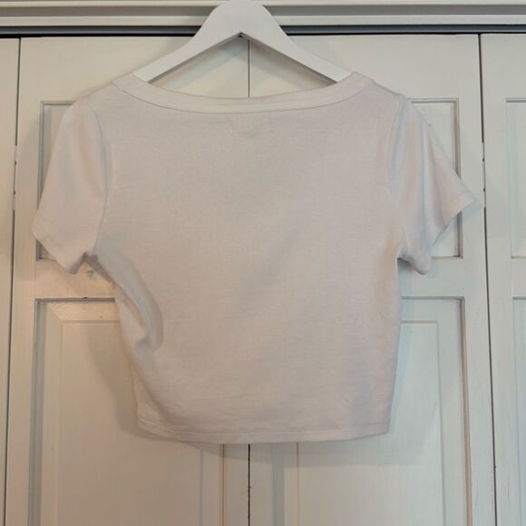 Madewell white ribbed bright side cropped tshirt size M - Picture 8 of 13